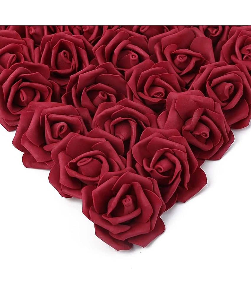 PRANSUNITA Other Rose Flower Heads Real Looking Foam Fake Roses for Packaging ( Pack of 10 )