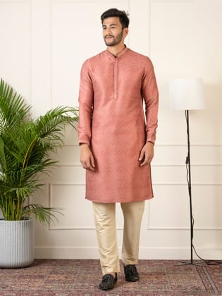 Red Baroque Printed Kurta Set-S/38 / Only Kurta - No Lowers