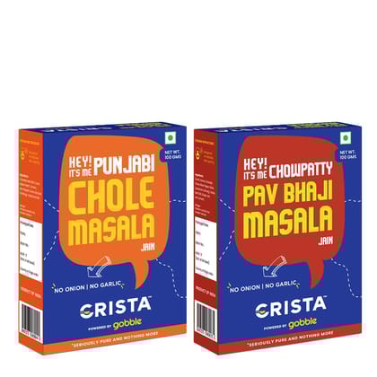 CRISTA Jain Pav Bhaji And Jain Chole Masala Combo Pack (Jain Pav Bhaji Masala, 100 gm & Jain Chole Masala, 100 gm) - Pack of 2
