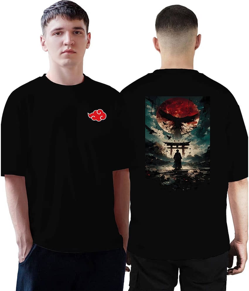 VEE SAA Cotton Regular Fit Printed Half Sleeves Men's Round T-Shirt - Black ( Pack of 1 )