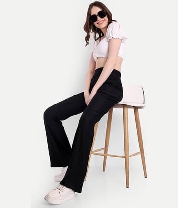 Broadstar Pack of 1 Corduroy Bootcut Women's Bootcut Pants ( Black )