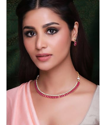 Sunhari Jewels Pink Alloy Necklace Set ( Pack of 1 )