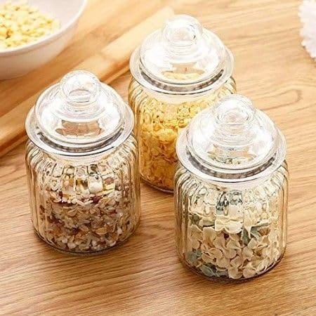 Pop jar 350 ML glass container jar with lid For Kitchen Storage Food Storage Containers For Storing Spices, Jam, Honey, Aachar, Sugar, Coffee pack of 3