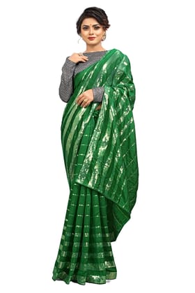 Generic Women's Vichitra Saree with Blouse (Green, 5-6  Mtr)