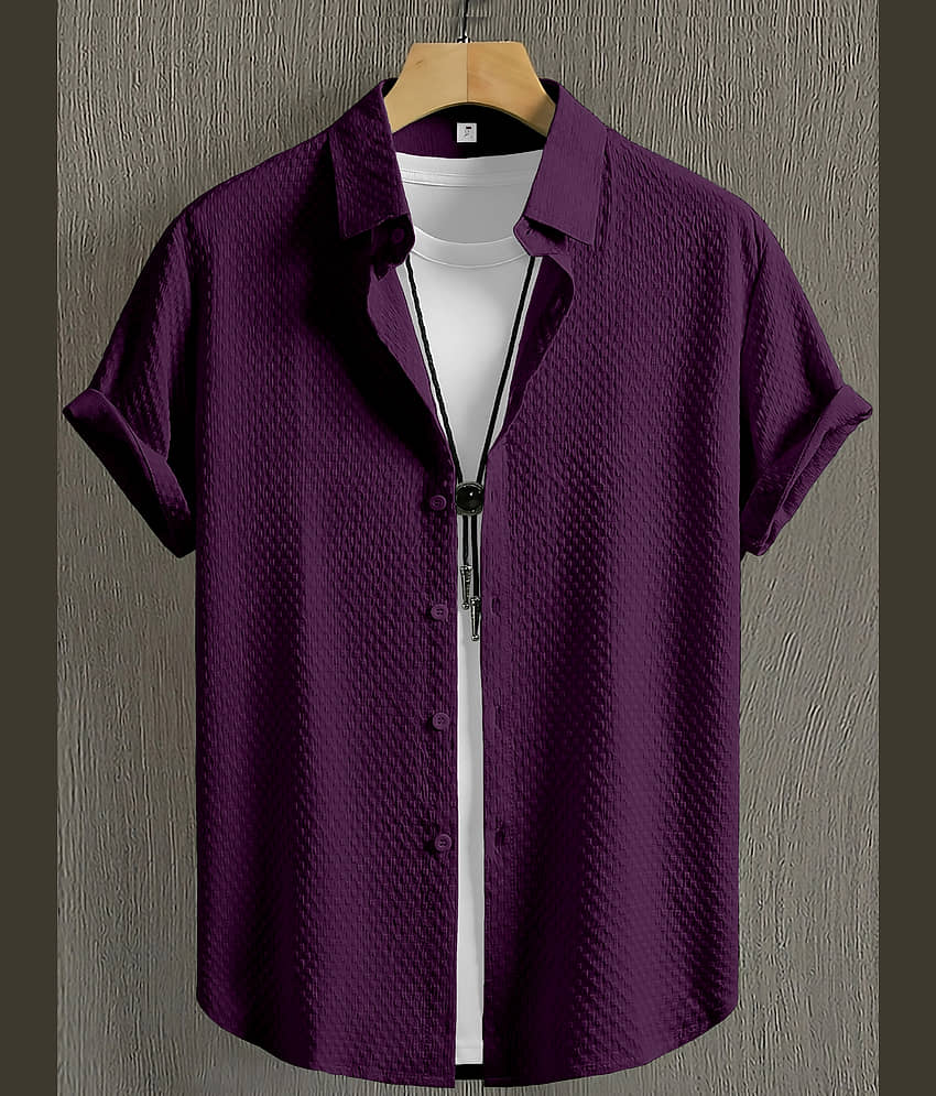 WEBRIC Cotton Blend Regular Fit Solids Half Sleeves Men's Casual Shirt - Purple ( Pack of 1 )