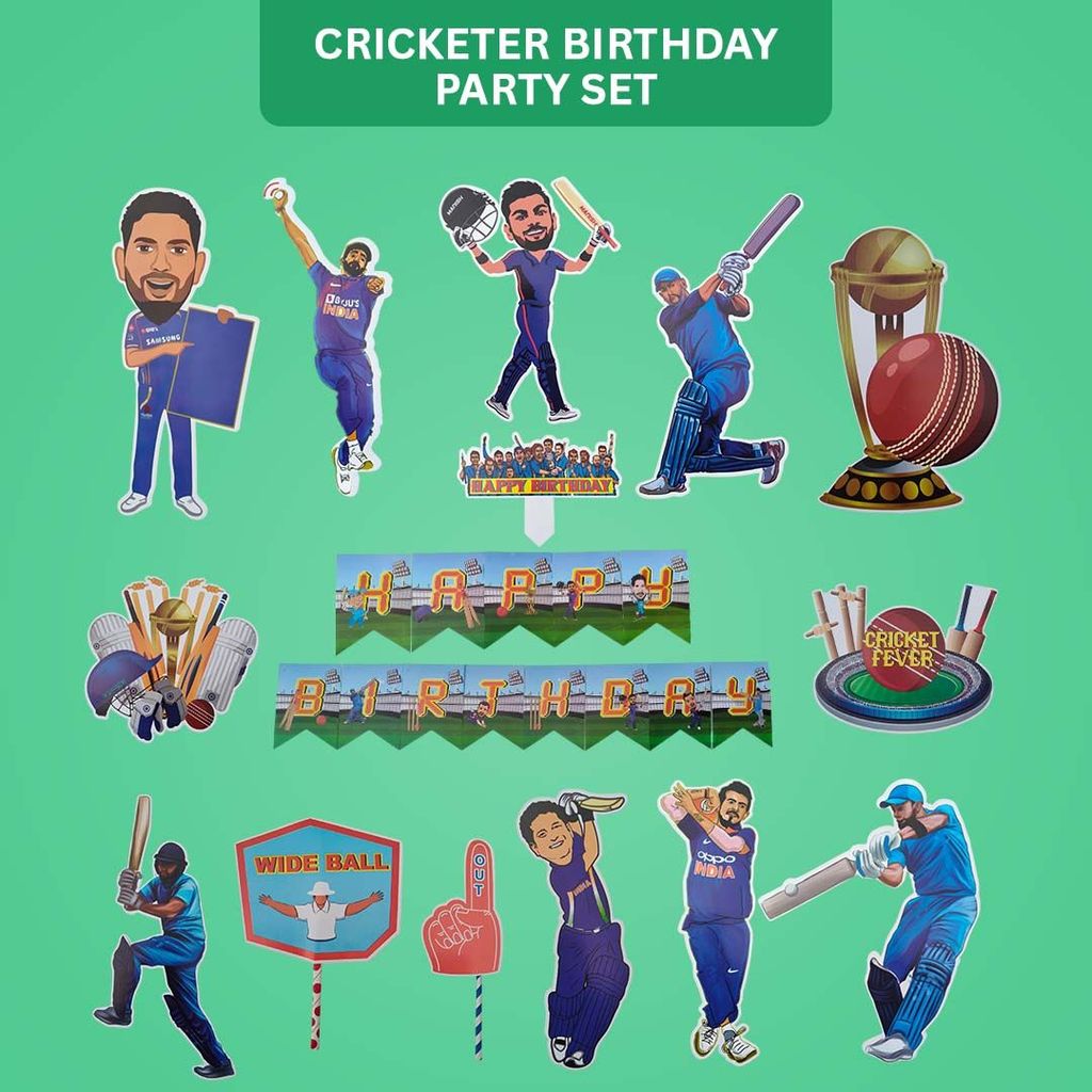 Cricket Birthday Party Set - 17PC - Party and Festive Needs | Buy online on ZillyBuy
