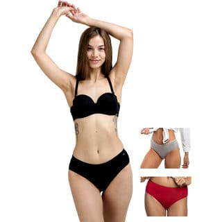 Ashleyandalvis Bamboo Micro Modal, Anti Bacterial, Skinny Soft, Premium Hipster Women Hipster Black, Grey, Red Panty (Pack Of 3 )