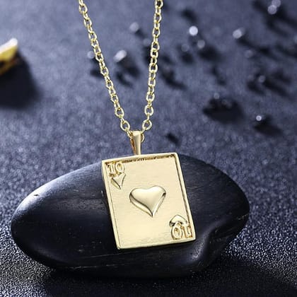 Cards Of Hearts Necklace in 18K Gold Plated-Ace of Hearts