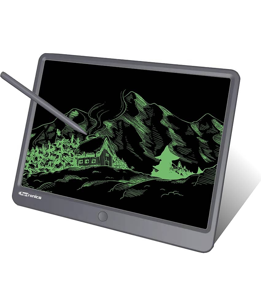 Portronics Ruffpad 15 Re-Writable LCD Screen 38.1cm (15-inch) Writing Pad for Drawing, Playing, Handwriting Gifts for Kids & Adults (Grey)