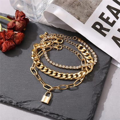 Shimmering Gold Layered Bracelets – Set of 3
