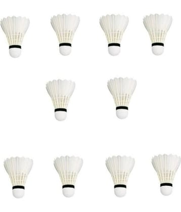 Monika Sports Feather Badminton ShuttleCock Pack of 10 - White