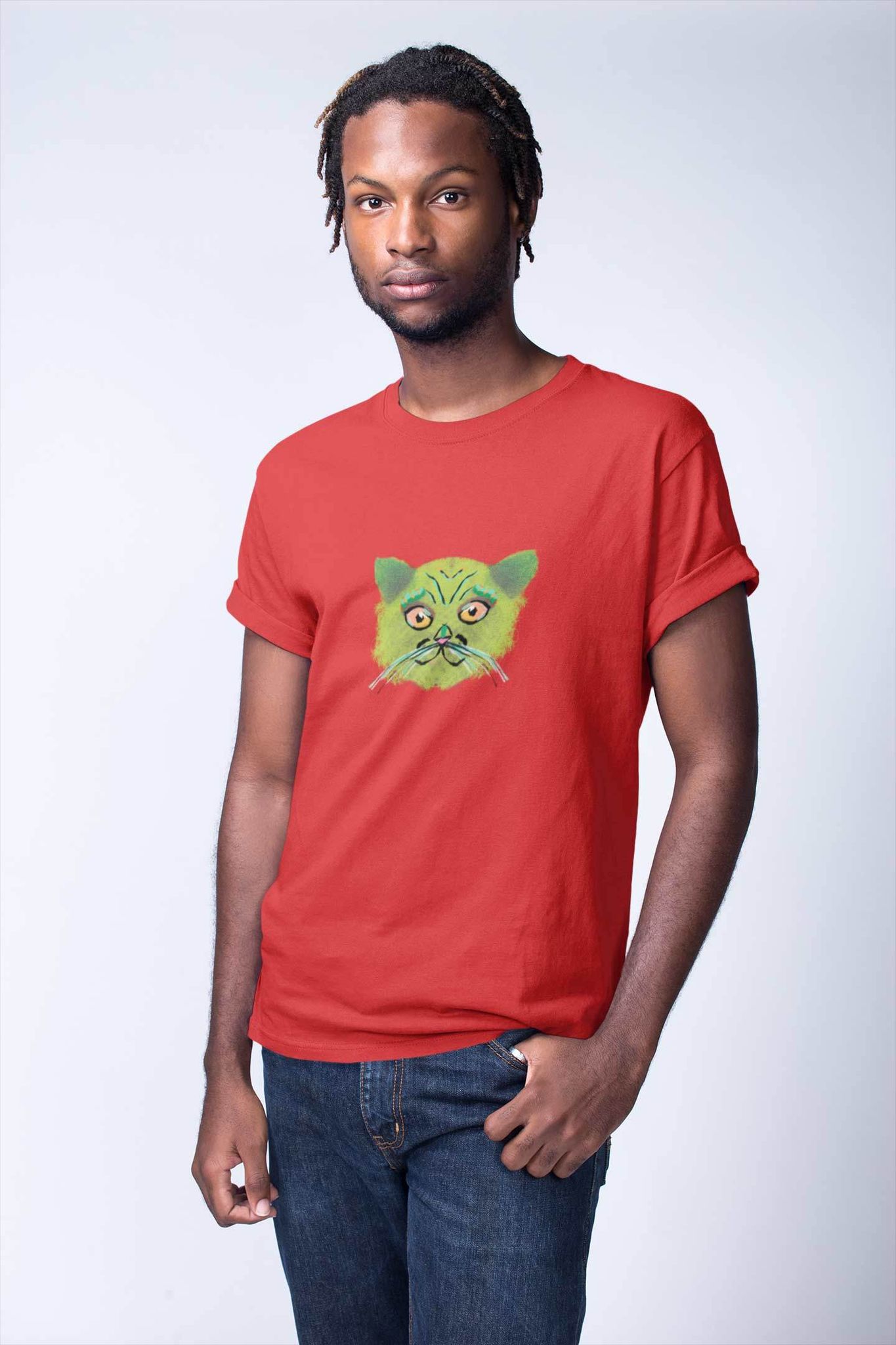 Round Neck T-Shirt (Men) - British Shorthair Victorian Cat (11 Colours)