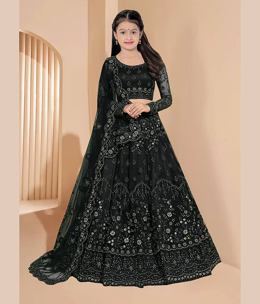 piludi Net Lehenga Choli Set For Girls ( Pack of 1 , Maroon )