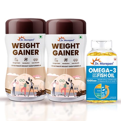 Omega-3 Deep Sea Fish Oil 1000mg + Weight Gainer (Pack of 2)