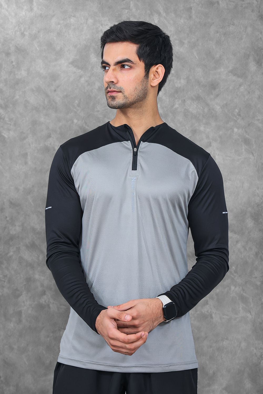 Active Two-Tone 1/4 zip - Grey/Black-M