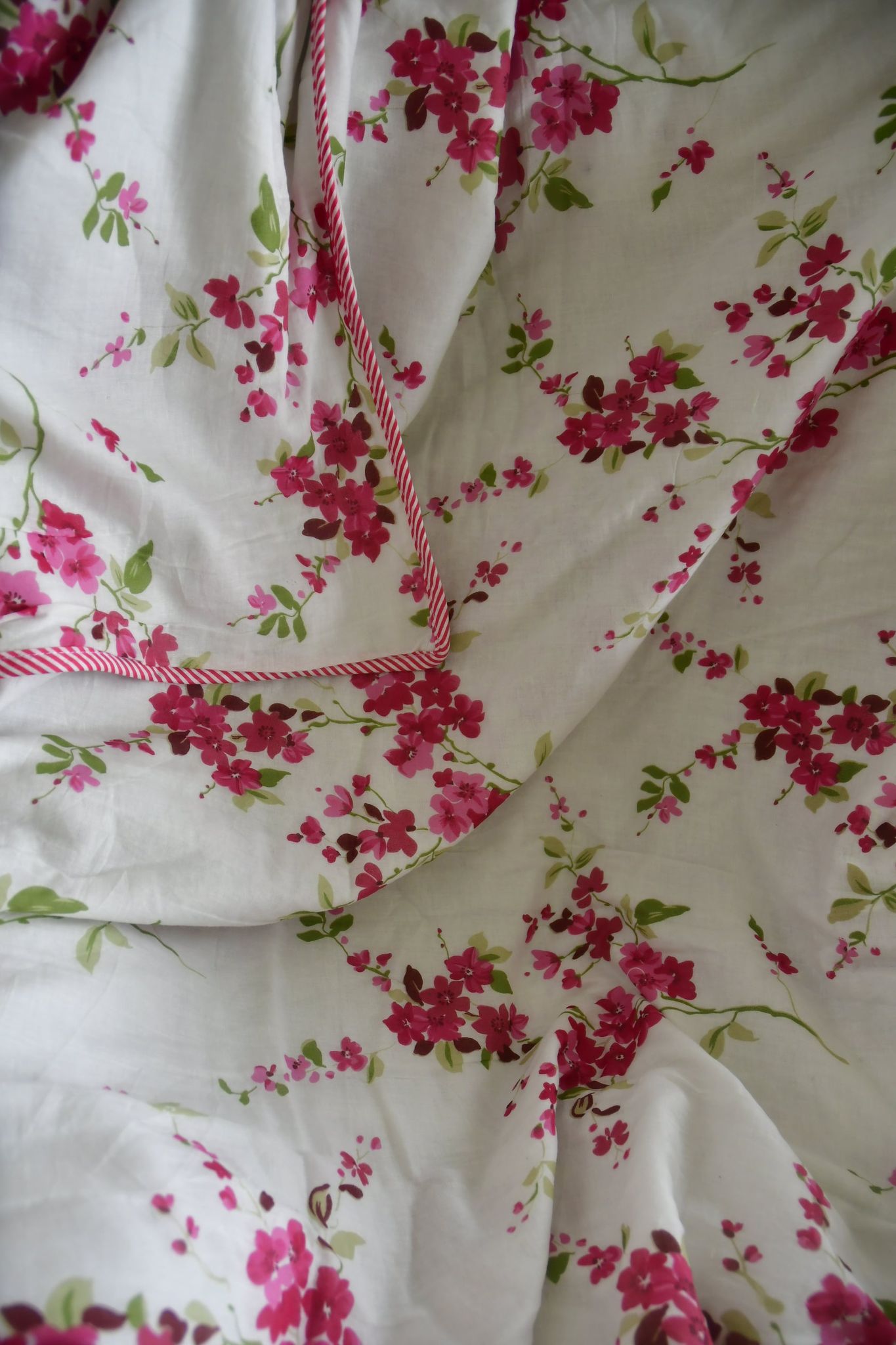 Pink Cherry blossom Print Handblock Dohar Single (Pair)