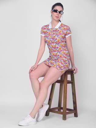 Multi Color Floral Mini Dress-M / Multi Color