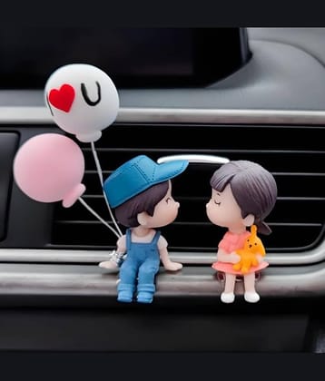 Resin Cartoon Couple Toy with Ballon, Car Interior Couple Figure Cute Couple