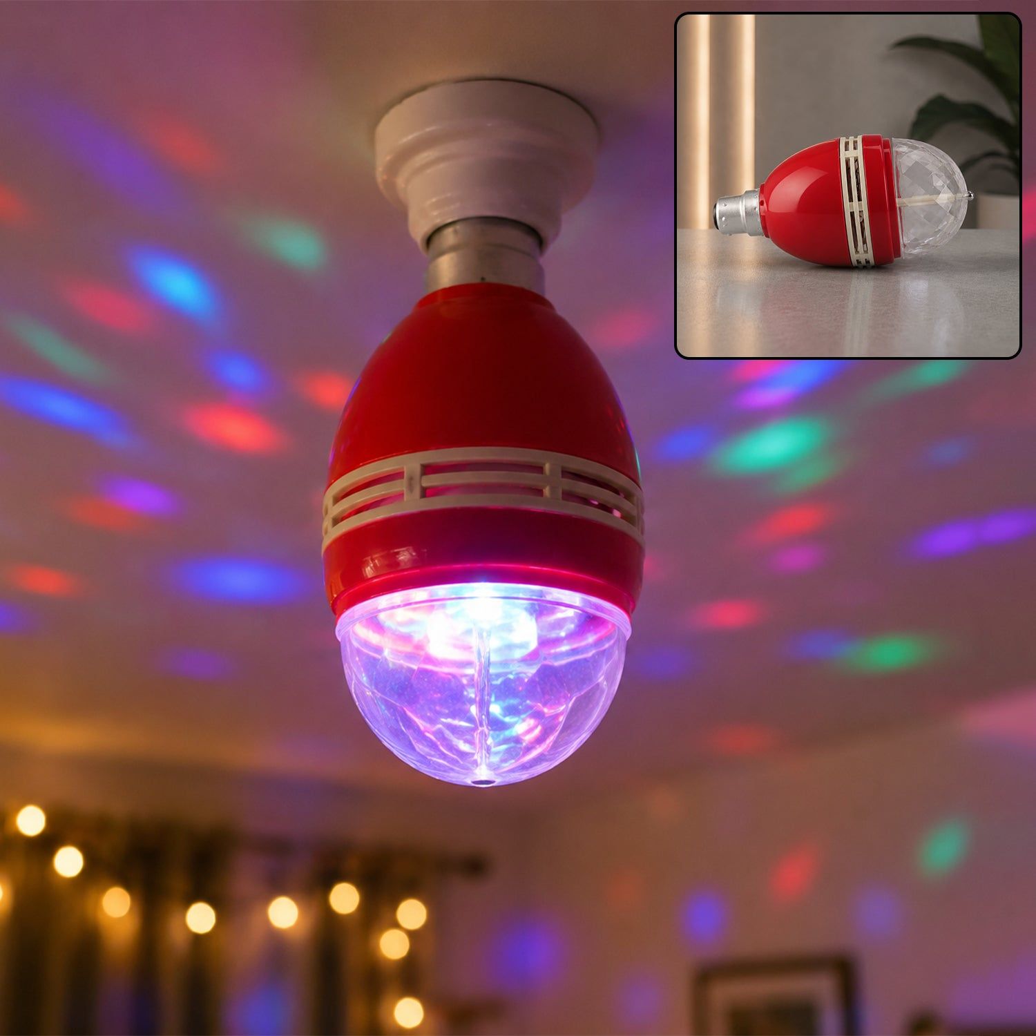 Multicolour Rotating LED Disco Light Bulb for Party, Festival and Events