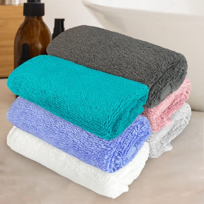Bamboo Face Towels - Set of 6-Light Grey - Stone Grey - Ocean Teal - Ivory White - Pale Iris - Peach