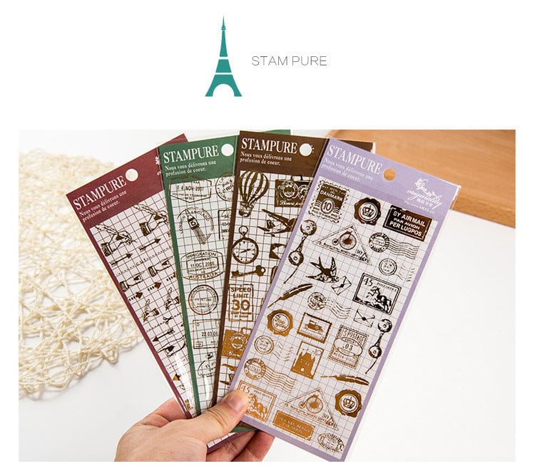 Retro Gold Foiled Stickers-Brown