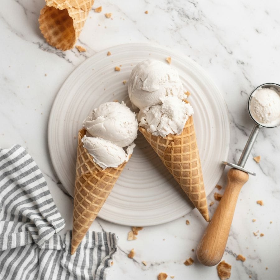Classic Vanilla Ice Cream in Waffle Cone - 300 gm - Two ice cream cones