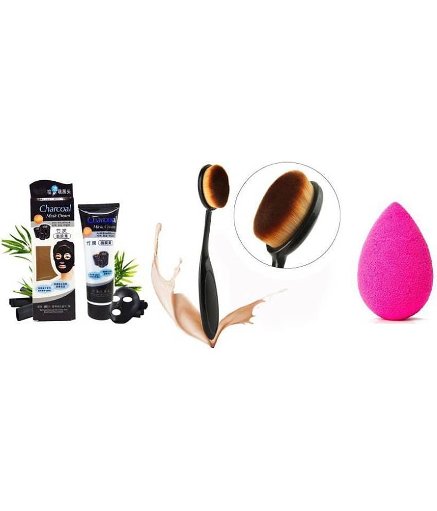 RTB Beauty Blender Contour, brush with Charcoal Face Mask Cream 130 gm Pack of 2