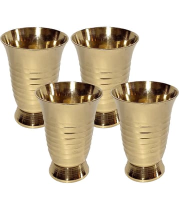 A & H ENTERPRISES - Small Size Glassiya Brass Glasses 100 ml ( Pack of 4 )