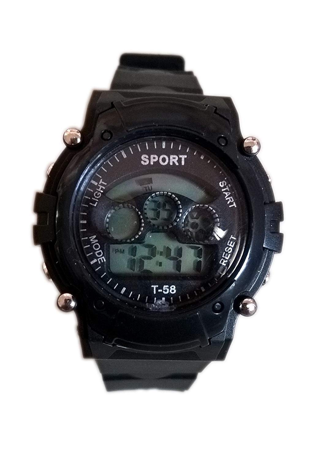 Nawani Kids Black Sport Watch with Seven Lights in Dial Round Watch ( Colour as per Available )