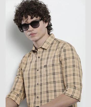 The Indian Garage Co. 100% Cotton Slim Fit Checks Full Sleeves Mens Casual Shirt - Beige ( Pack of 1 ) - None