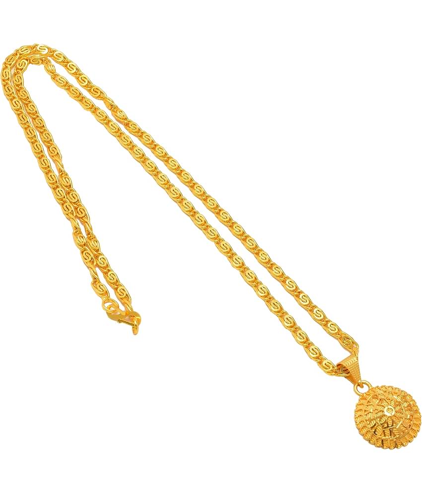 Jewar Mandi New Design Gold Plated Locket/Pendant with Link Chain Daily use for Men, Women & Girls, Boys