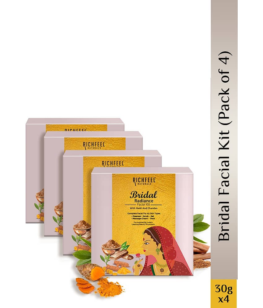 Richfeel 1 Time Use Facial Kit For Normal Skin Saffron 4 ( Pack of 4 )