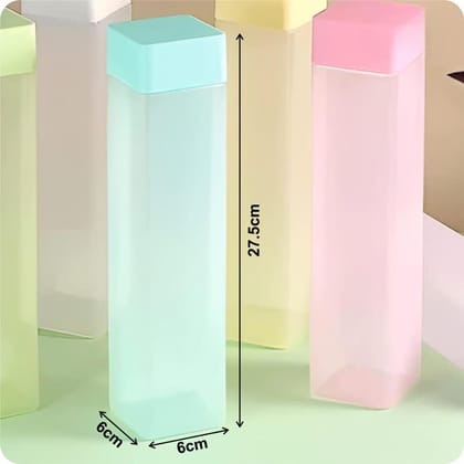 Square Frosted Plastic Water Bottle with Airtight Lid, 17oz, Set of 6, BPA-Free, Leakproof, Reusable, Dishwasher Safe
