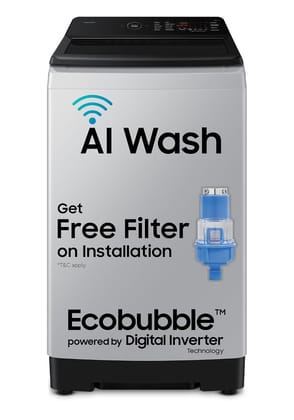 Samsung Smart Choice 10 Kg, 5 Star, AI Wash, AI Energy Mode, Wi-Fi, Ecobubble, AI VRT+, Soft Closing Door, Digital Inverter, Fully-Automatic Top Load Washing Machine (WA80F10E2LTL, Lavender Gray) Samsung Smart Choice 10 Kg, 5 Star, AI Wash, AI Energy Mod Samsung Smart Choice 10 Kg, 5 Star, AI Wash, AI Energy Mode, Wi-Fi, Ecobubble, AI VRT+, Soft Closing Door, Digital Inverter, Fully-Automatic Top Load Washing Machine (WA80F10E2LTL, Lavender Gray) Samsung Smart Choice 10 Kg, 5 Star, AI Wash, AI Energy Mod