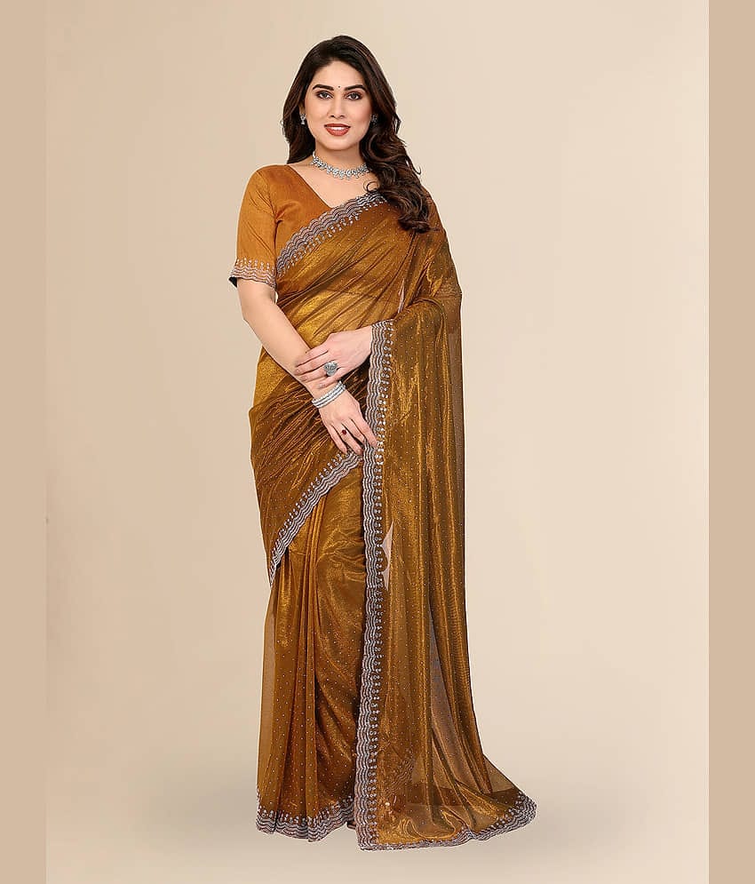 Kashvi Sarees Net Solid Ilkal Saree With Unstitched Blouse Piece ( Yellow )