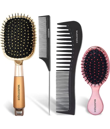 Majestique Detangling Paddle Brush Refresh and Extend for All Hair for Women, Men- 4 Pcs Multicolor