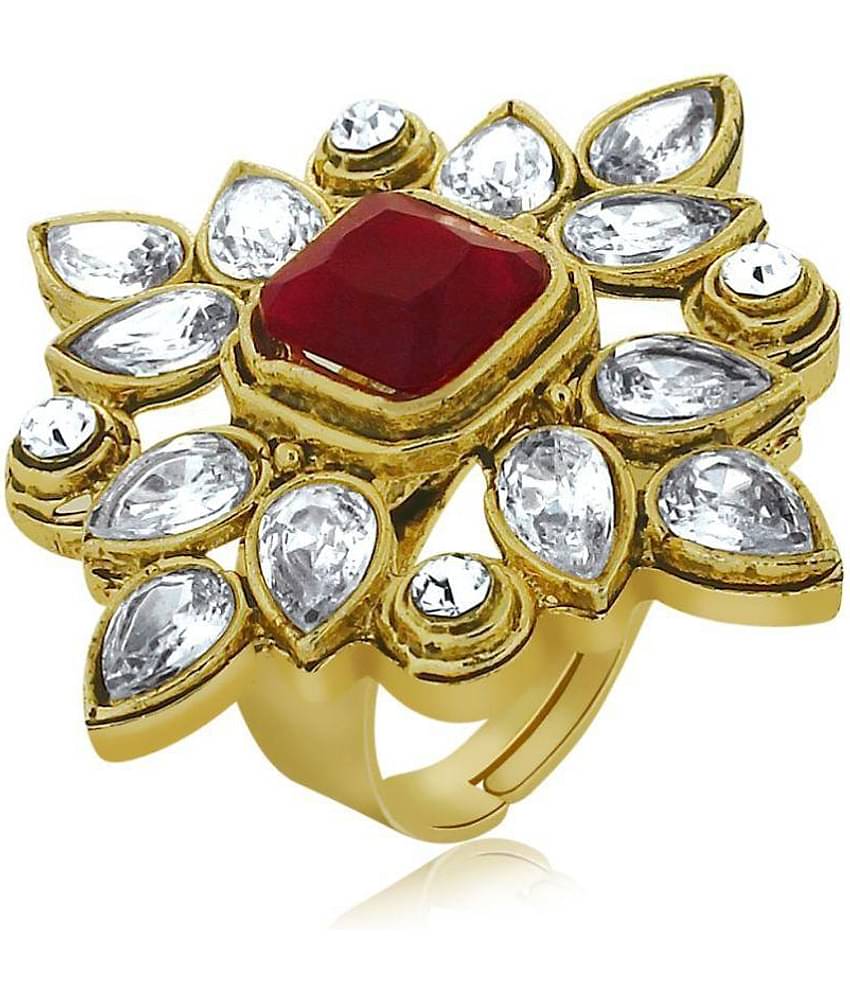 Spargz Red And Gold Alloy Ring