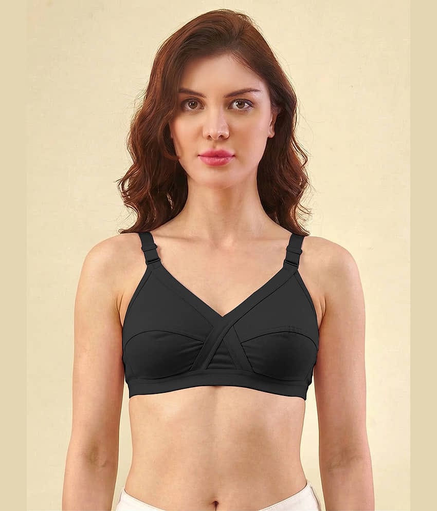 lux venus Pack of 1 Cotton Non Padded Convertable Bra For Women ( Black )