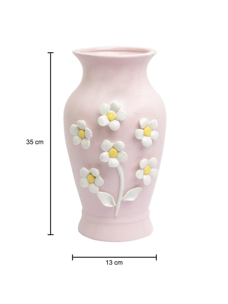 Pear Shape Pink Ceramic Vase with Lily Flowers