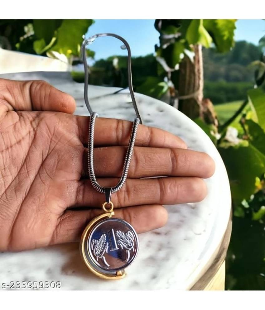 Basukiya Silver Plated Stainless Steel Chain with Pendant ( Pack of 1 )