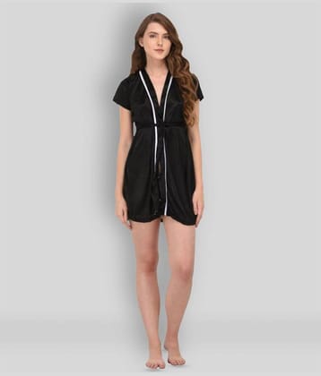You Forever - Black Satin Women's Nightwear Robes ( Pack of 1 )