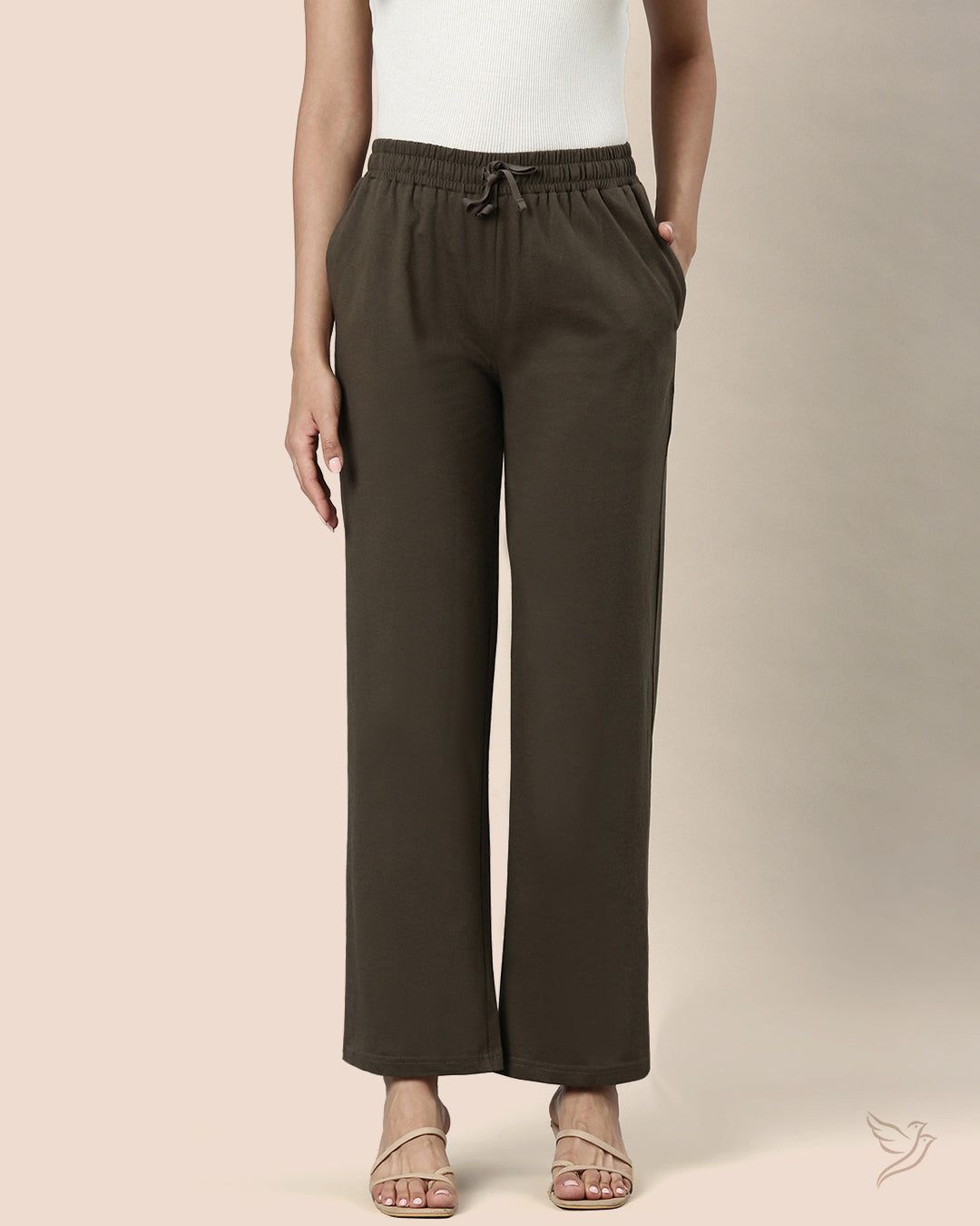Solid Knitted Palazzo Pants - Jungle Green-S / Jungle Green