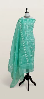 Kota Doria Dress Material Sea Green Floral Jaal Kota Doria Dress Material Sea Green Floral Jaal