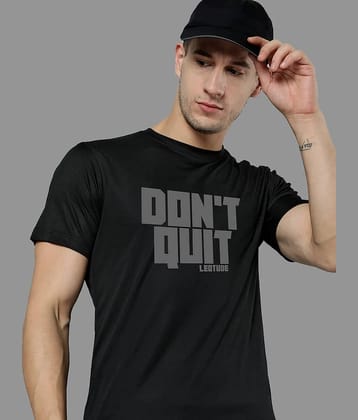 Leotude Men Polyester Regular Fit Printed T-Shirt ( Black )