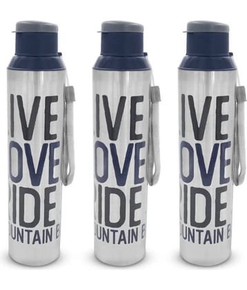 Dhara Stainless Steel Breeze 900 Blue Stainless Steel Sipper Water Bottle 850 mL ( Set of 3 )
