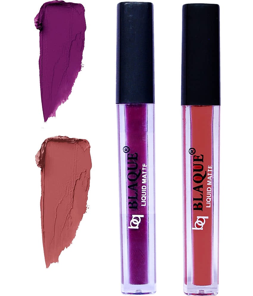 bq BLAQUE Matte Liquid Lipstick Combo Set of 2 Pcs 4ml each, Long Lasting & Waterproof - Purple Affair & Brown