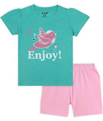 J&JP Pack of 1 Girls Cotton Blend Top With Shorts ( Multicolor )