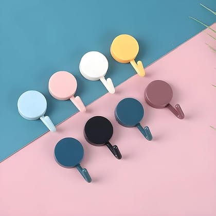 JIALTO Plastic Hooks for Wall Without Drilling | Self Adhesive Wall Hooks | Adhesive Hooks for Wall Heavy Duty | Wall Hooks Without Drilling | Mutipurpose Use Home (10 Pcs, Multicolor)