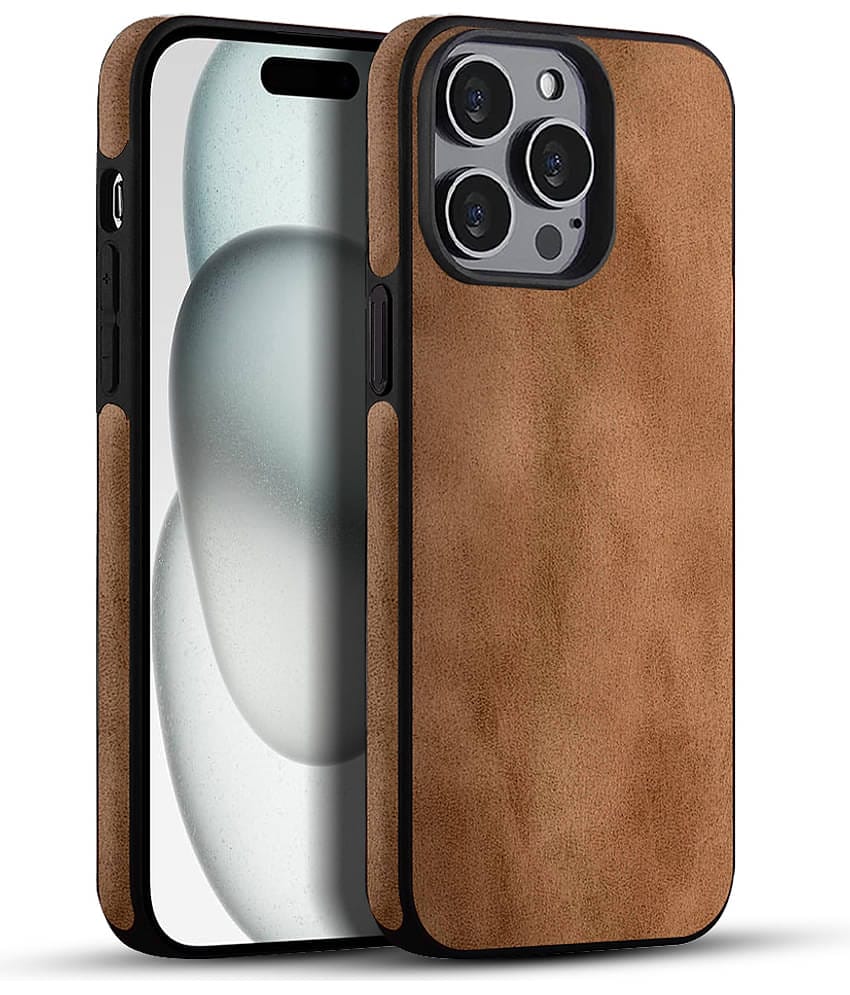 BIG WINGS Brown Printed Back Cover Artificial Leather Compatible For Apple iPhone 14 Pro Max ( Pack of 1 )