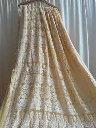 Georgette Chikankari saree in Deep Beige-Deep Beige